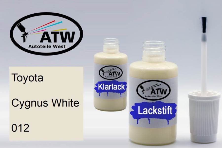 Toyota, Cygnus White, 012: 20ml Lackstift + 20ml Klarlack - Set, von ATW Autoteile West.